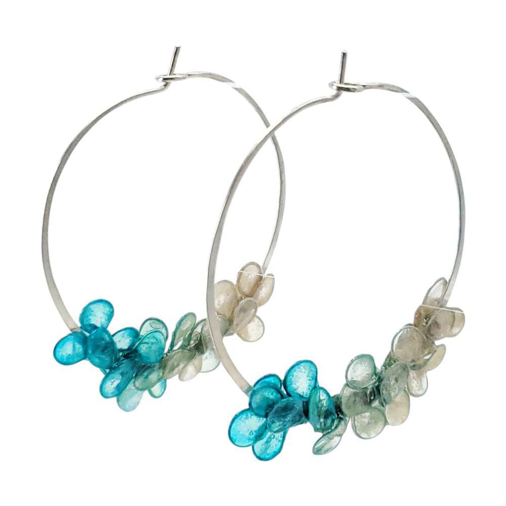 Earrings - Medium Cherry Blossom Silver Hoops (Assorted Colors) by Verso