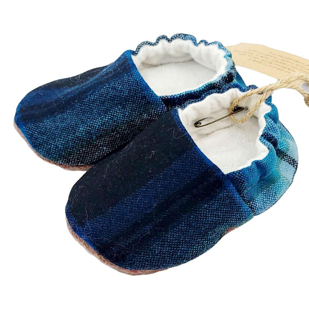 Baby Shoes - Soft Soled Pendleton Wool in Blue by Belly of a Whale