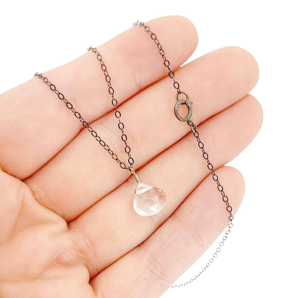 Necklace - Sterling Gemstone Drop (White Topaz) by Foamy Wader