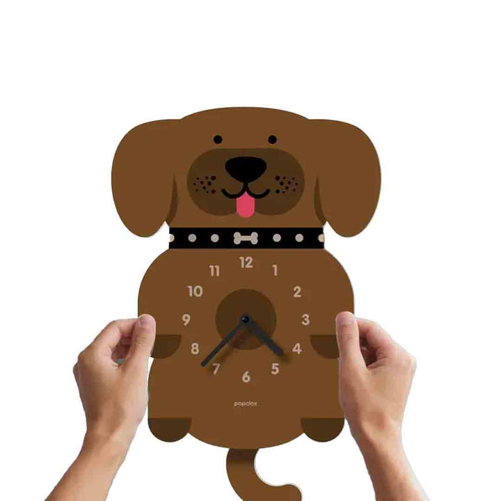 Acrylic Clock - Brown Puppy Pendulum by Popclox by Modern Moose