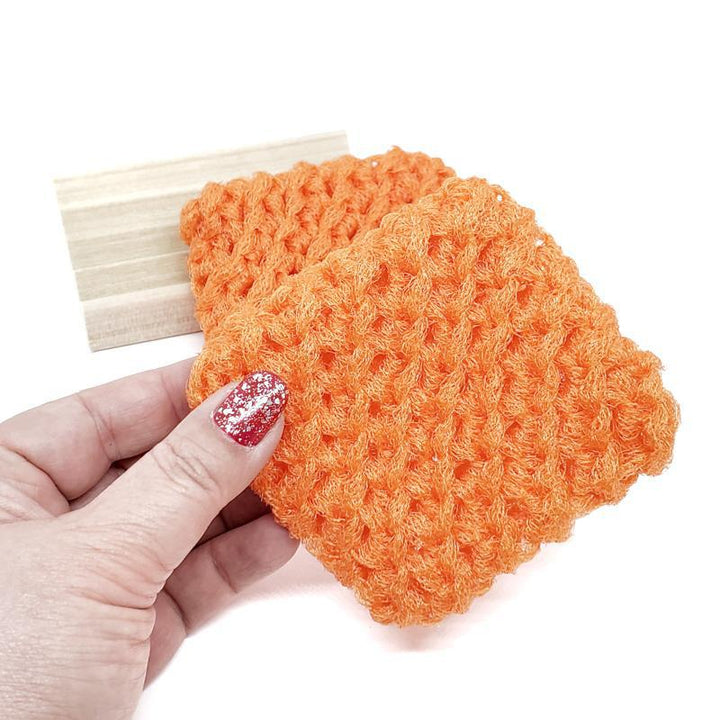 Scrubbies - Set of 2 with Wooden Dish (Orange) by Dot and Army