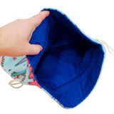 Bag - Chomper Buddy Drawstring (Aqua Dinosaurs Blue) by Peek A Boo Plush, image 2 of 5