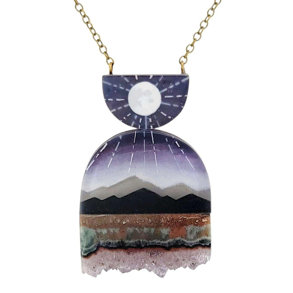 Necklace - Magic Hills Crystal (Gunmetal) by Fernworks
