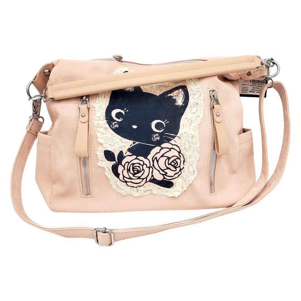 Laptop Bag - Cat Flowers Cloud Friend on Pink Bag by Namu