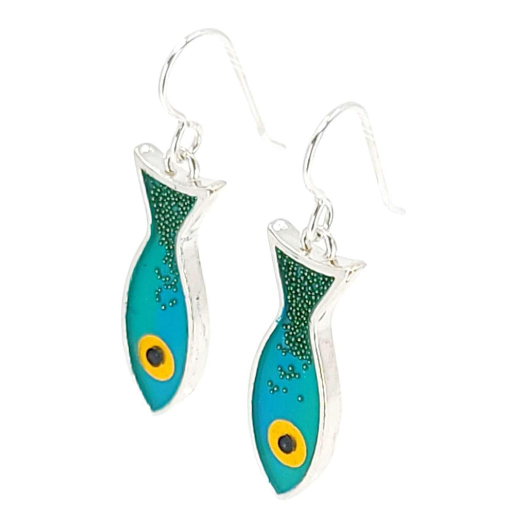 Earrings - Fish (Blue Green) by Happy Art Studio