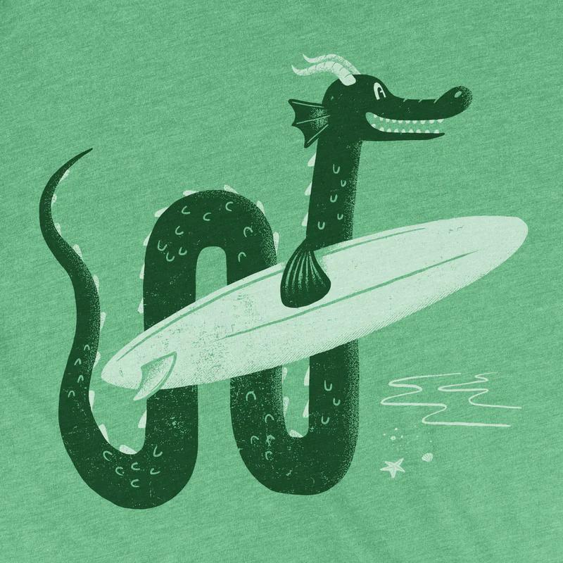 Adult Crew Neck - Surf Monster Green Tee (XS - 2XL) by Factory 43