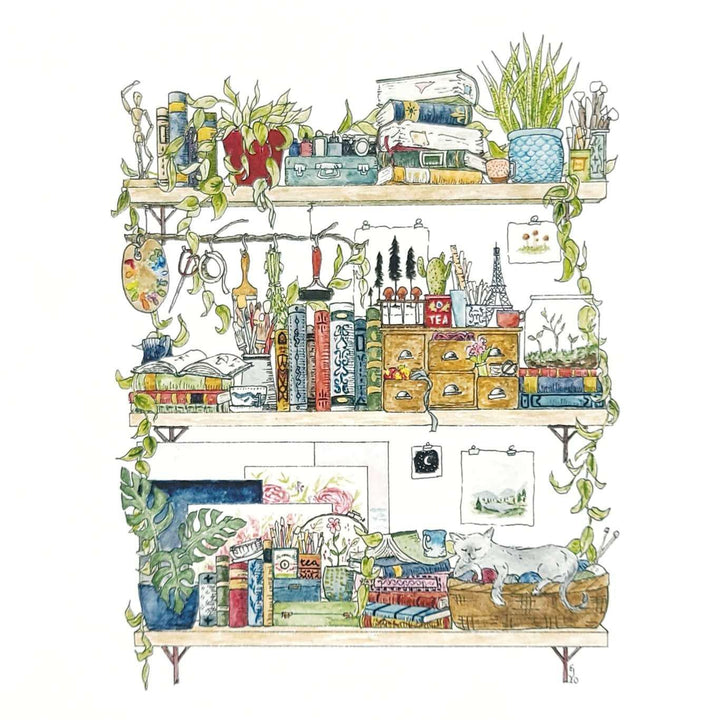 Art Print - 8x10 - The Artist's Shelves by Lizzy Gass