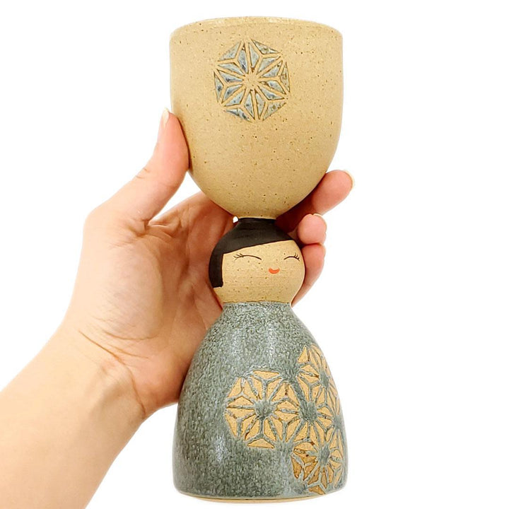 Cup - Cheerful Party Girl Goblet (Blue Asanoha) by Jennifer Fujimoto