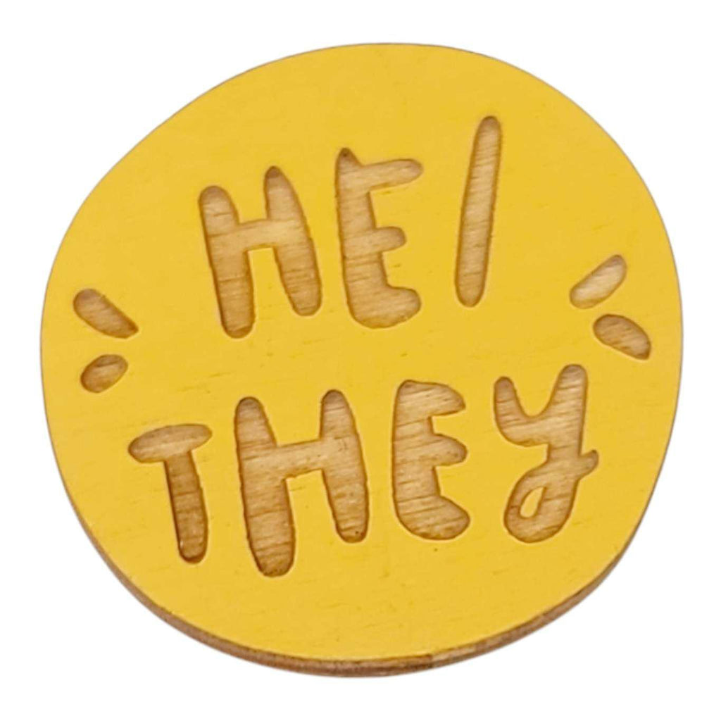 Pronoun Pins - He/They (Assorted Colors) by SnowMade