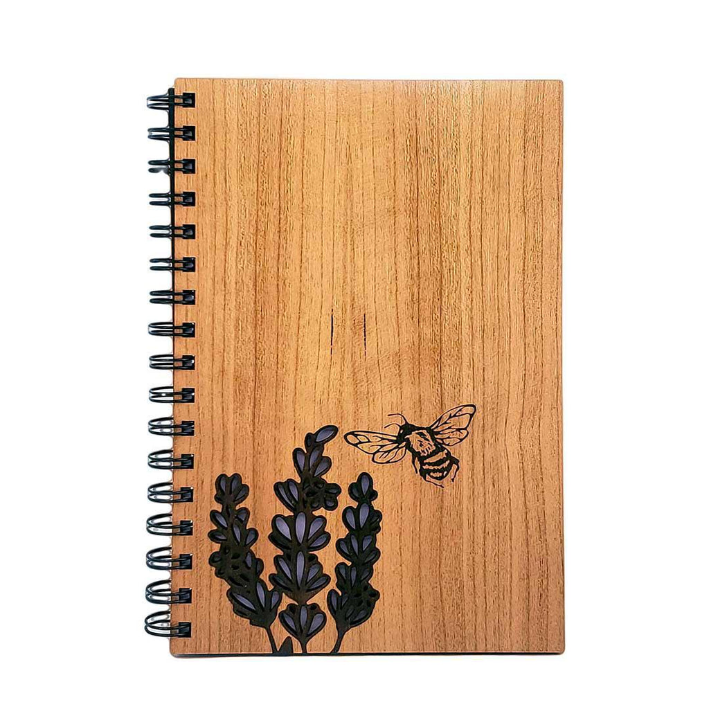 Journal - Lavender Bee Cutout Wood Cover with Lined Pages by Bumble and Birch