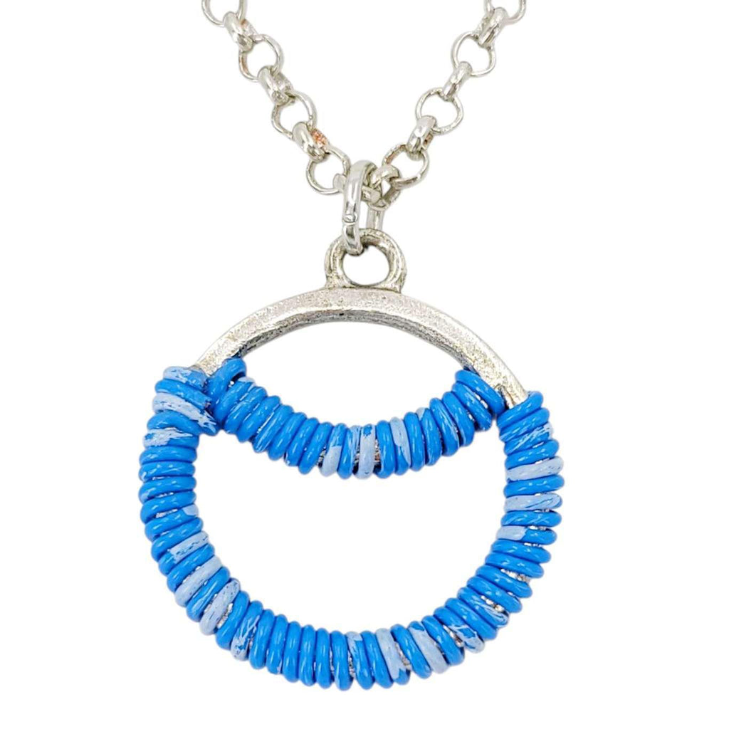 Necklace - Sunrise Circle (Variegated Blue Telecom Wire) by XV Studios