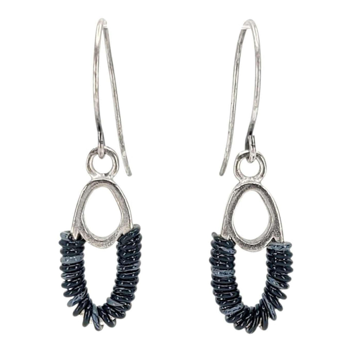 Earrings - Double Oval Dangles (Charcoal Telecom Wire) by XV Studios