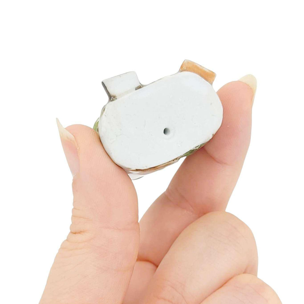 Collectible - Tiny House - Giftshop (White Walls, Orange Roof, Green Door) by Mist Ceramics