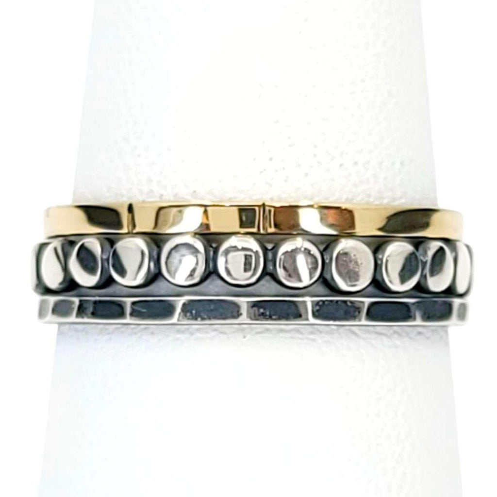 Ring - Size 5, 6.25, 7, 8 - Set of 3 Mixed Metal Stacking Rings (14k Gold, Sterling Silver) by 314 Studio