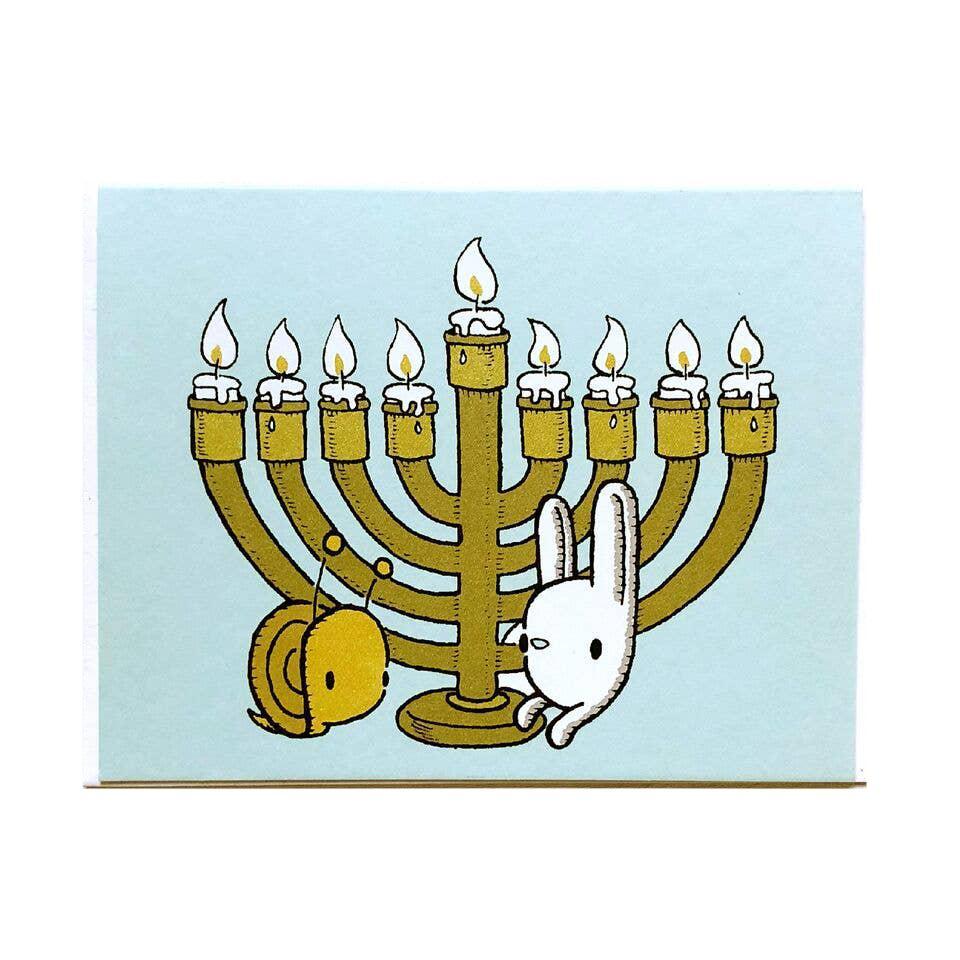 Holiday Card - Menorah Hanukkah Card by Everyday Balloons Print Shop