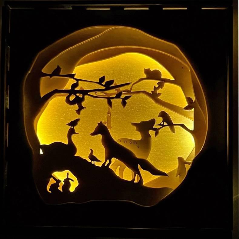 Lighted Shadowbox - Secret Meeting by Squirrel Taco Papercuts