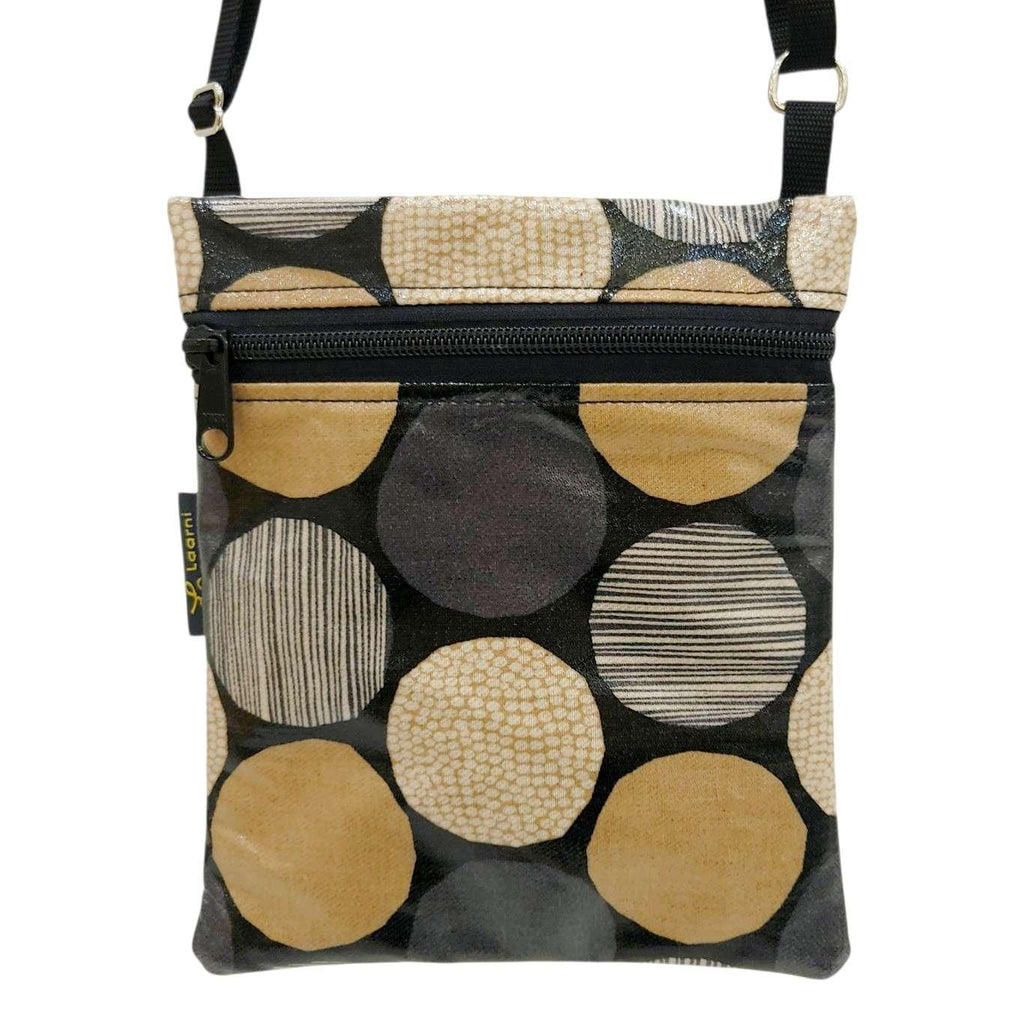 Bag - Small Crossbody (Gray Tan Polka Dots on Black) by Laarni and Tita
