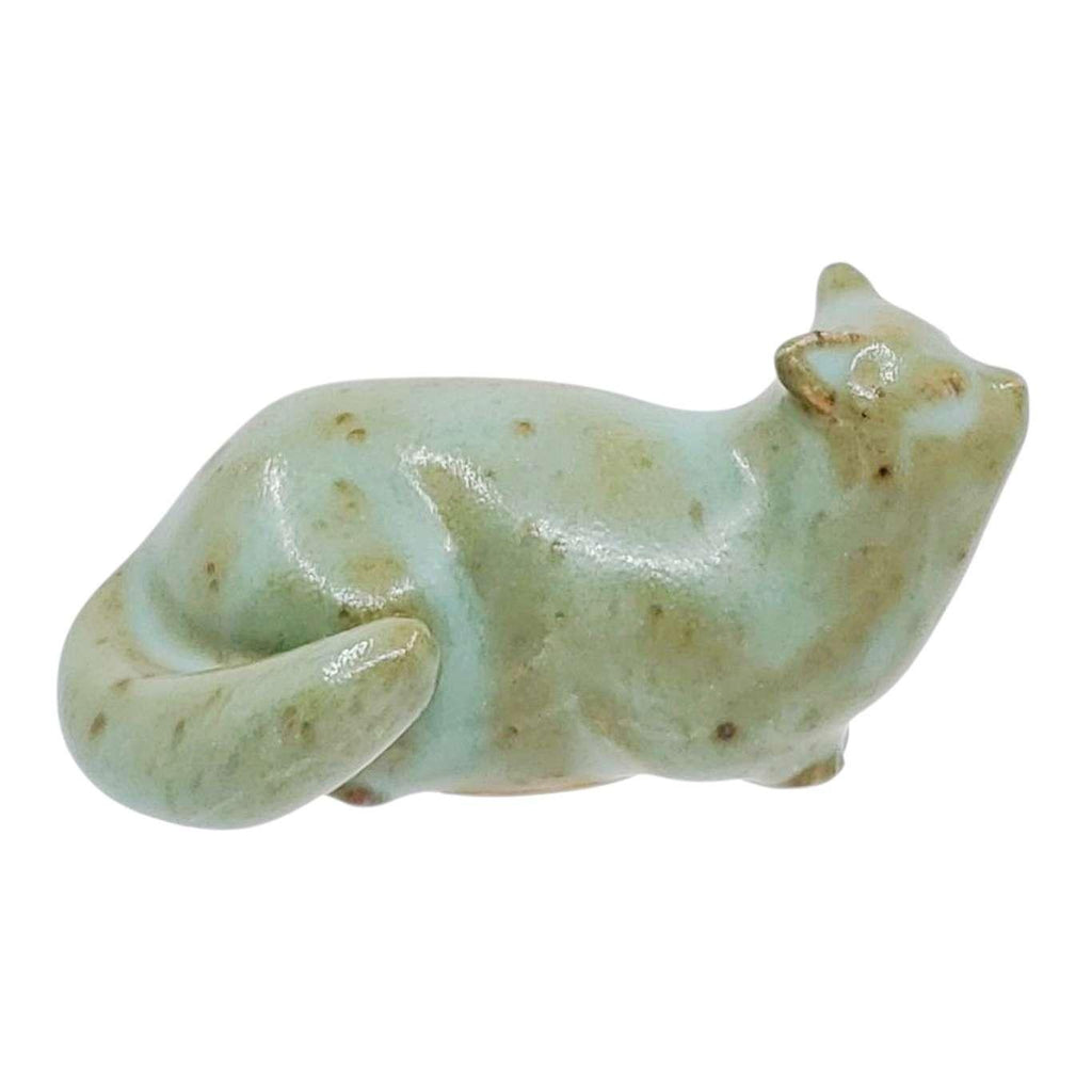 Collectible - Tea Pet Figurine (Green Cat) by Mist Ceramics