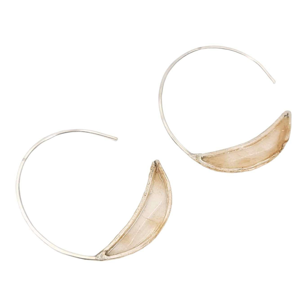 Earrings - Small Paper Bridge Silver Hoops (Ivory) by Verso