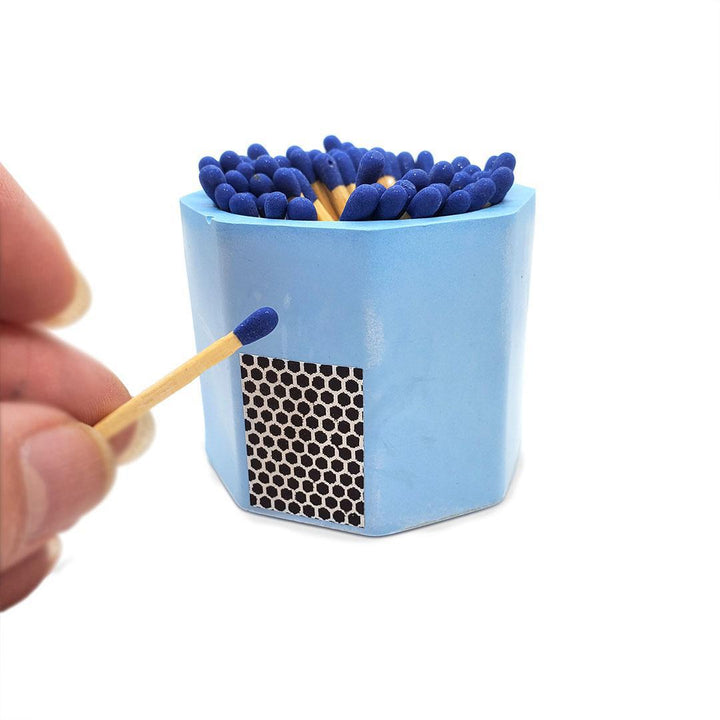 Match Holder - Sky Blue Concrete (Dark Blue Matches) by Tenn Prairie
