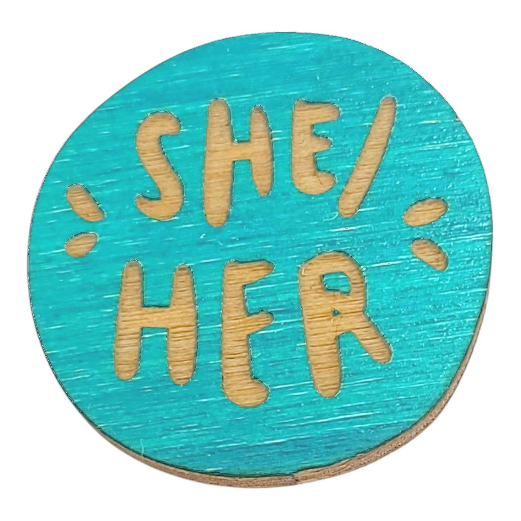 Pronoun Pins - She/Her (Assorted Colors) by SnowMade