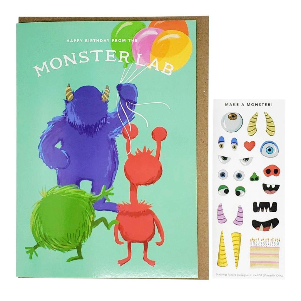 Card - Birthday - Monster Lab Sticker Scene by Inklings Paperie