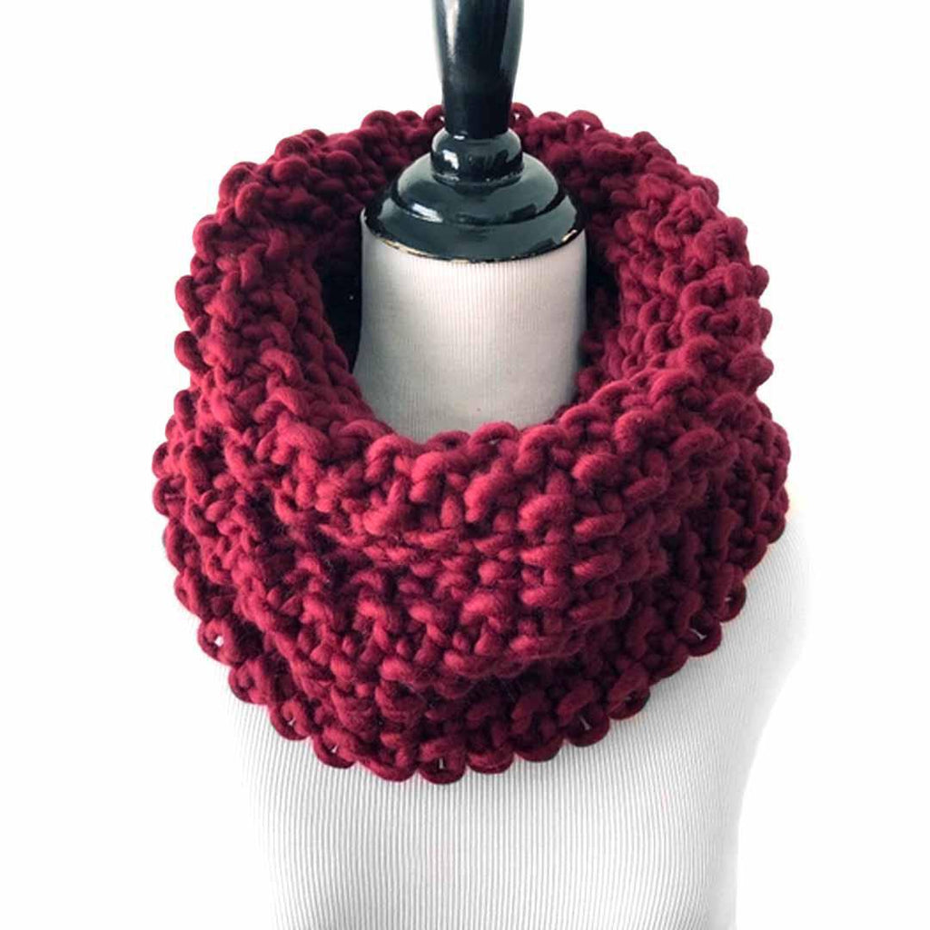Cowl Short - Luxe Bubble Fluff in Solid Cabernet Red by Nickichicki