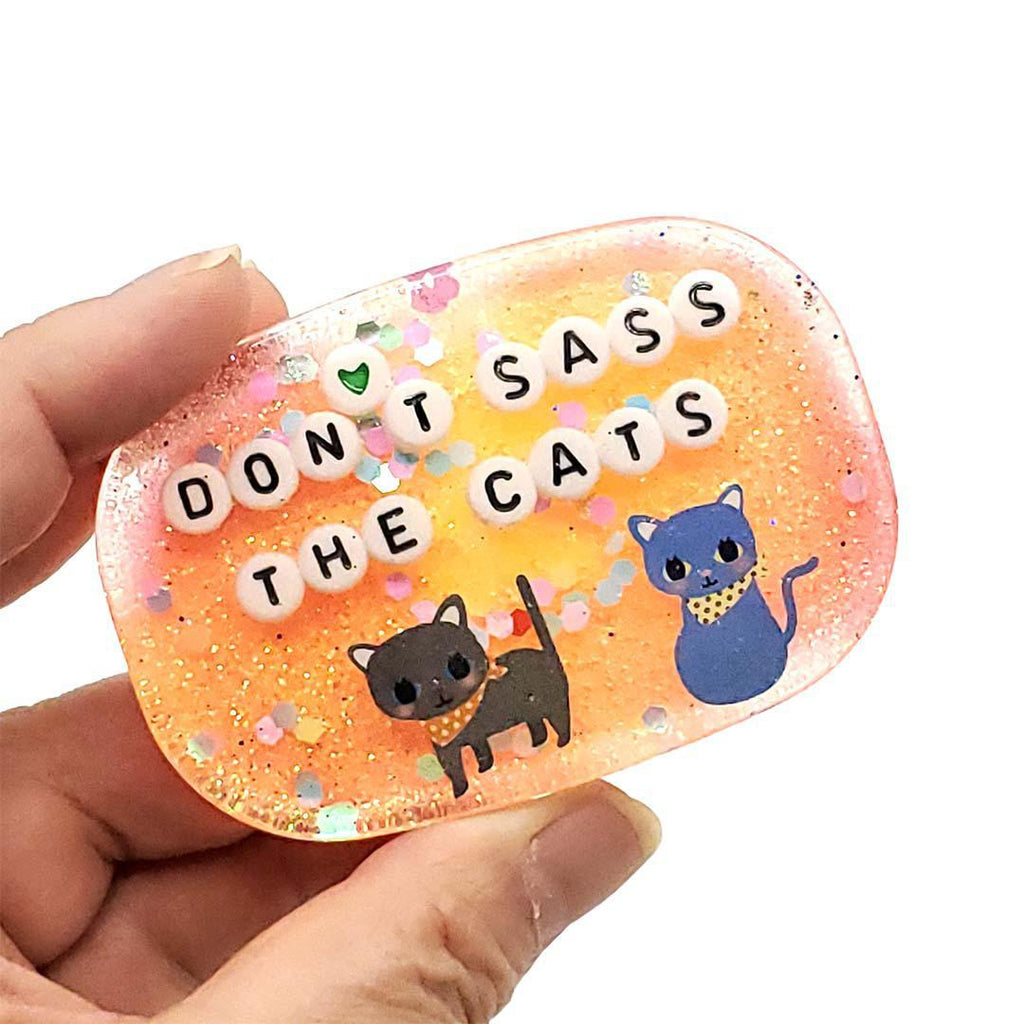 Shower Art - Small - Don't Sass the Cats - 2 Cats (Coral Yellow) by Ugly Baby