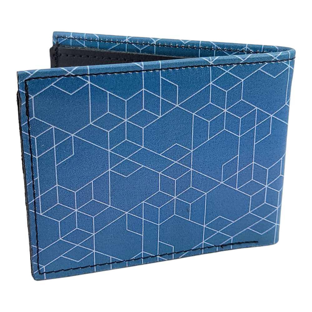 Leather Wallet - Blue Geo by Backerton