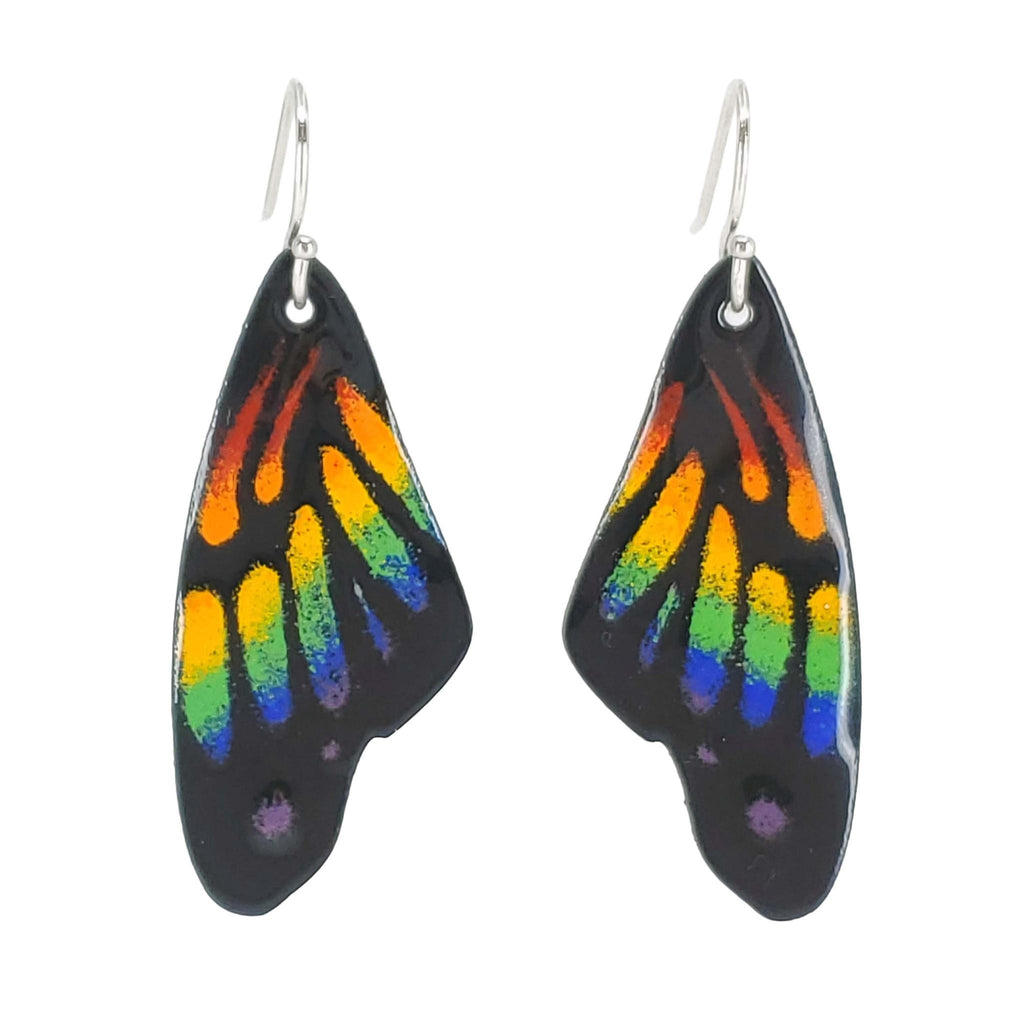 Earrings - Monarch Butterfly Wings (Rainbow Purple Dots) by Magpie Mouse Studios