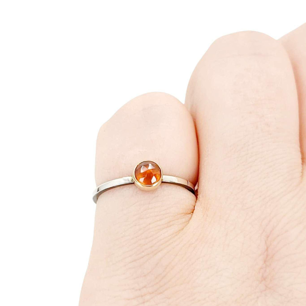 Ring - Size 7 - 5mm Garnet Notched Band (14k Gold, Sterling Silver, Garnet) by 314 Studio