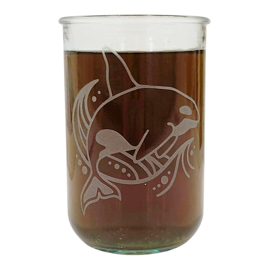Recycled Glass Tumbler - Tall - Orca Whale Rustic by Bread and Badger