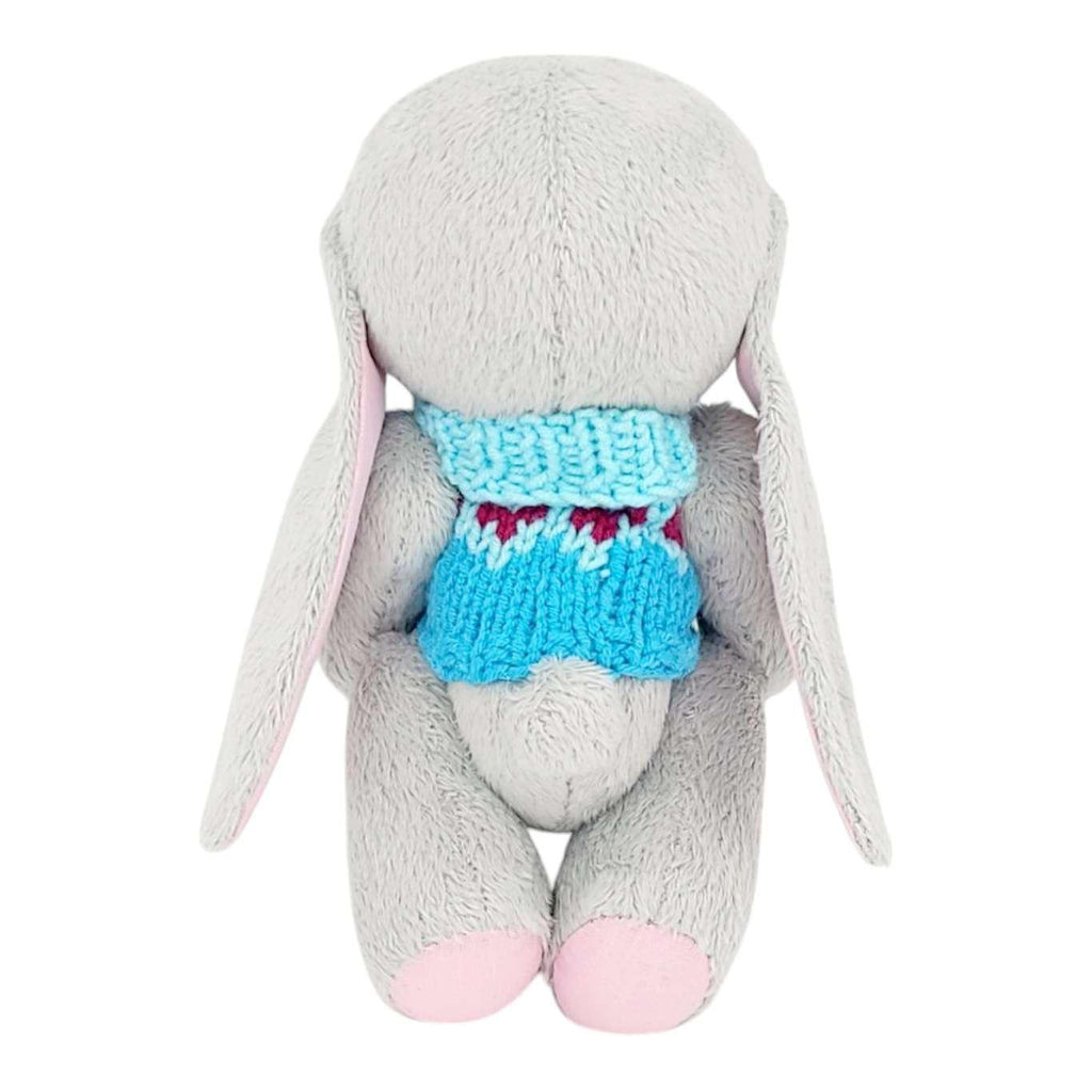 Plush - Gray Bunny in Sweater with Hearts by Frank and Bubby