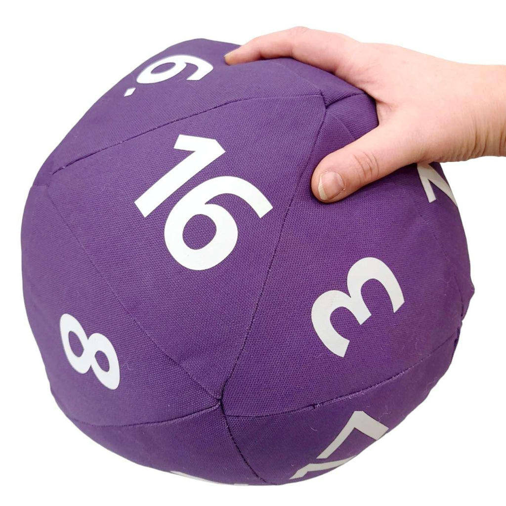 Pillow - Large D20 Plush in Purple Canvas with White Numbers by Saving Throw Pillows