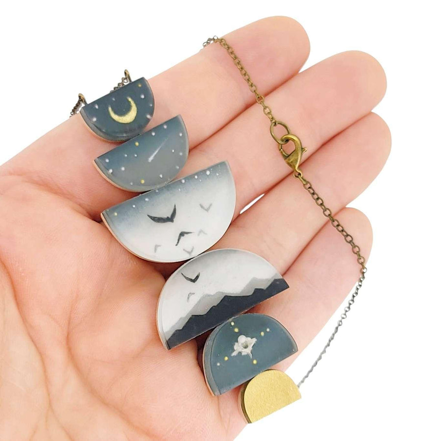 Necklace - Above Below (Gunmetal) by Fernworks, image 2 of 9