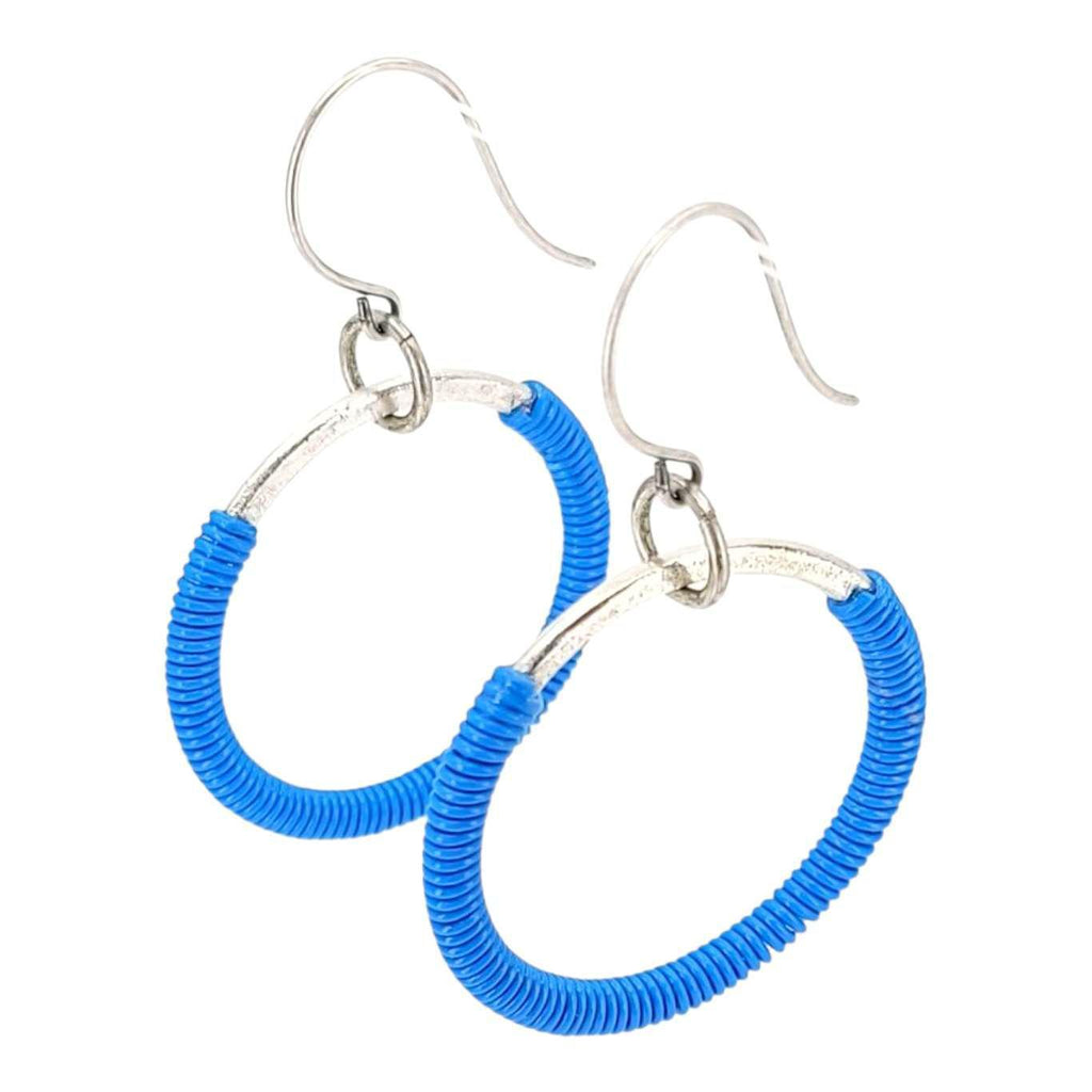 Earrings - Large Circles (Blue Telecom Wire) by XV Studios