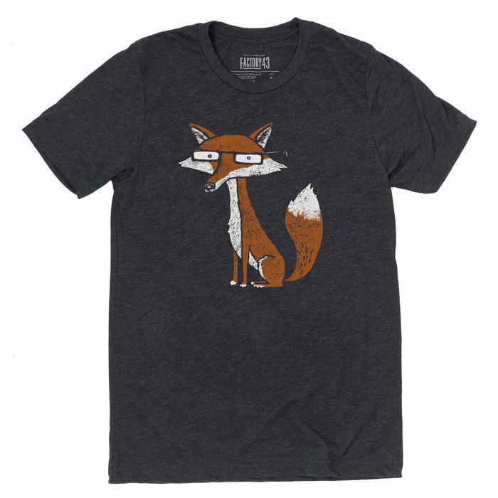 Adult Crew Neck - Fox Tee Charcoal Gray Tee (XS - 3XL) by Factory 43