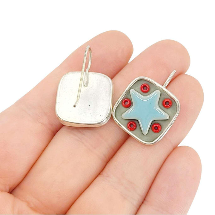 Earrings - Square Star Baby (Light Blue Stars) by XV Studios