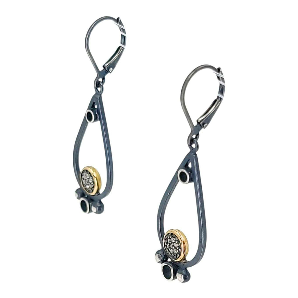 Earrings - Mixed Metal Pave Teardrop (14k Gold, Sterling Silver, Diamond) by 314 Studio