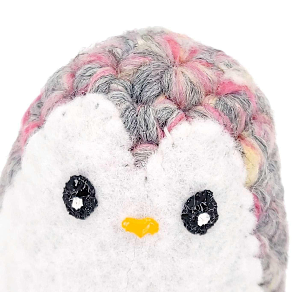 Plush Toy - Small Penguin (Pink Gray with Magenta Heart) by Moyo Workshop