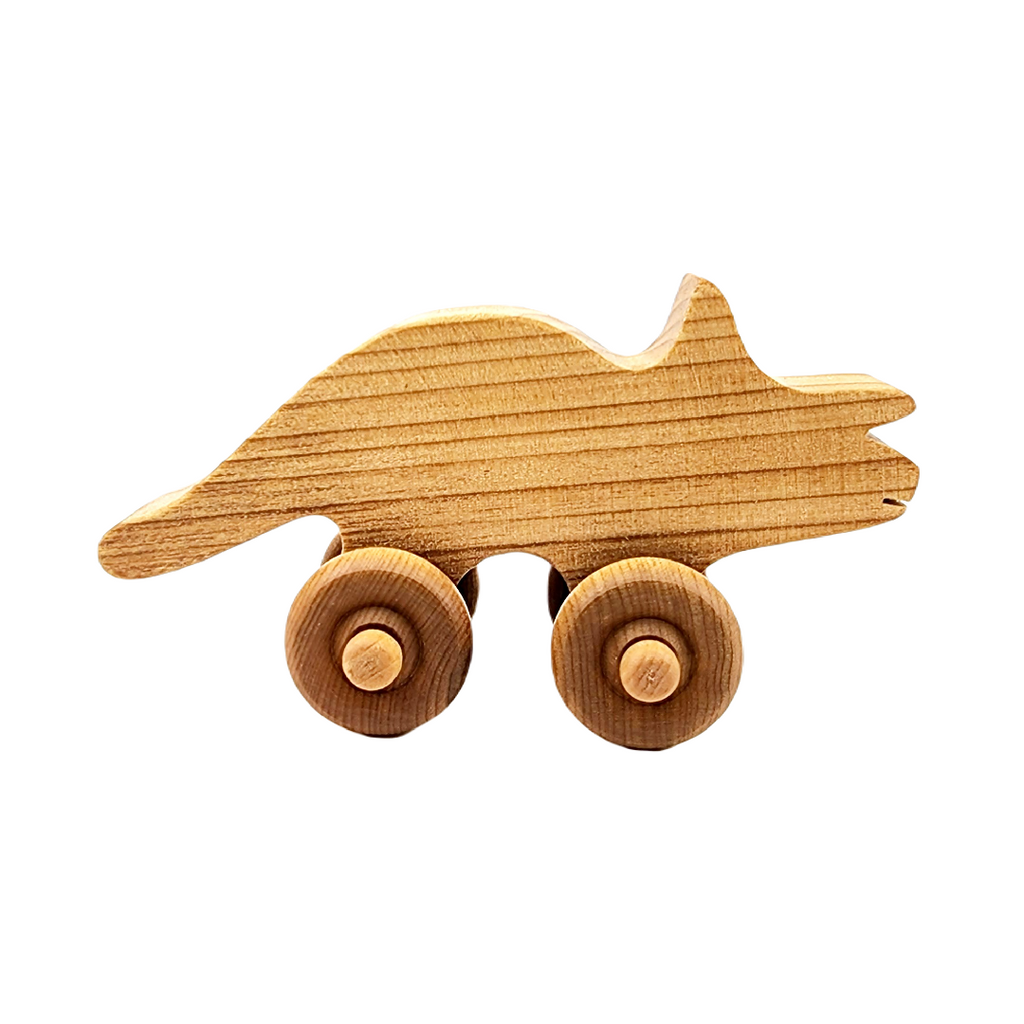 Wooden Toy - Triceratops Dinosaur on Wheels by Baldwin Toy Co.