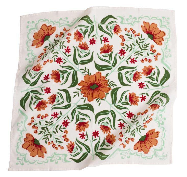 Bandana - Flora (Floral on White) by Handker Bandanas