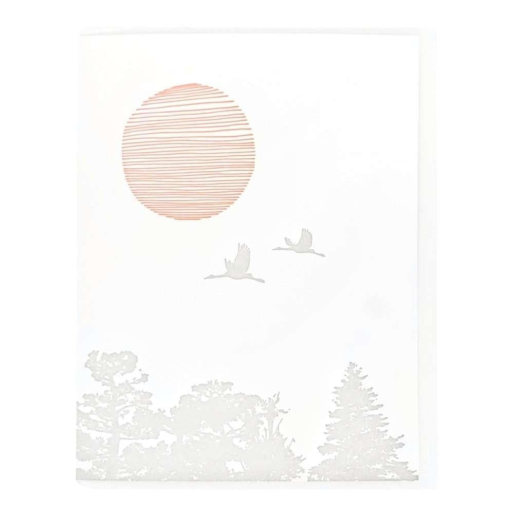 Card - All Occasion - Cranes with Sun by Lark Press
