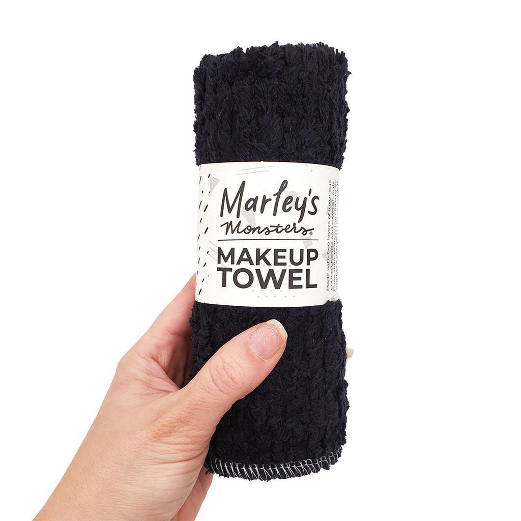 Makeup Towel - Washable Black Cotton Chenille by Marley’s Monsters