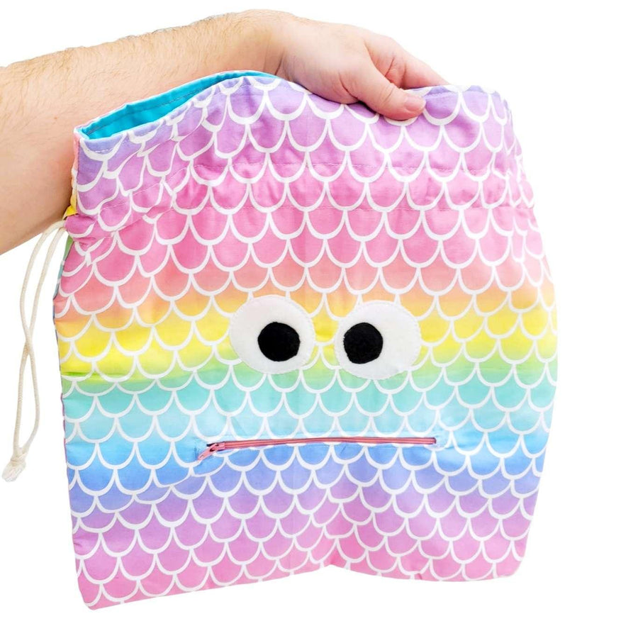 Bag - Chomper Buddy Drawstring (Mermaid Scales Aqua) by Peek A Boo Plush, image 5 of 5