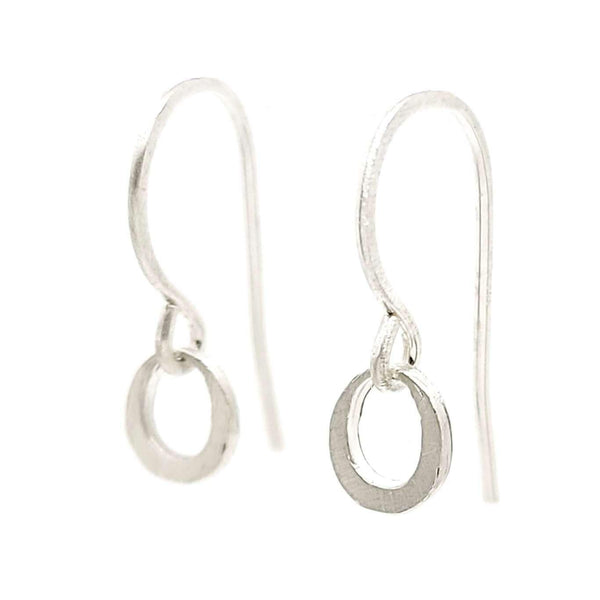 Earrings - Tiny Ring Dangles in Sterling Silver by Michelle Chang