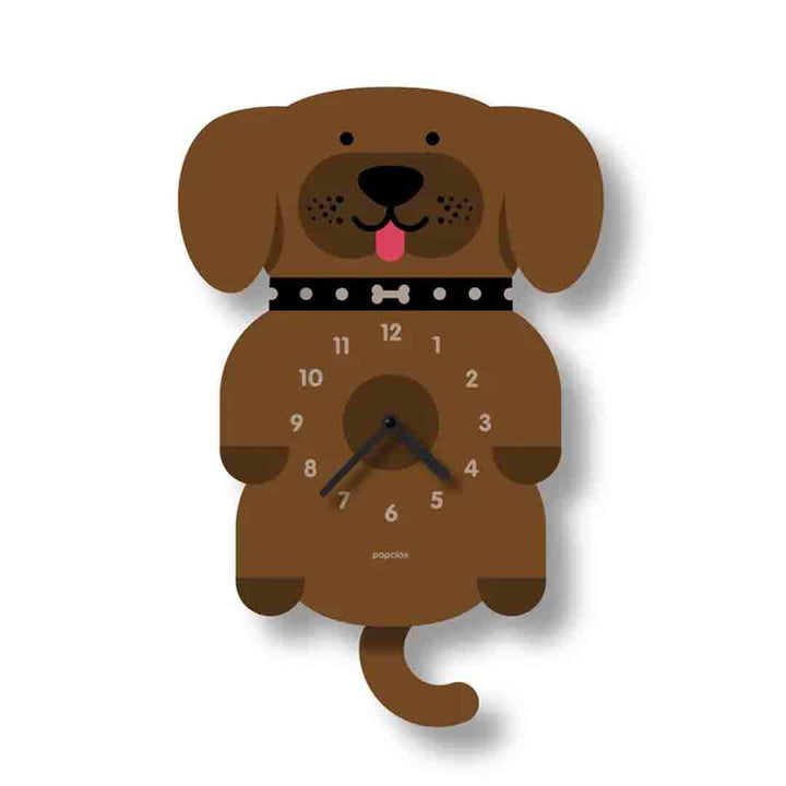 Acrylic Clock - Brown Puppy Pendulum by Popclox by Modern Moose
