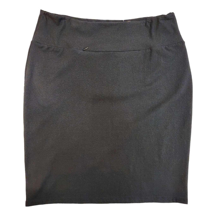 Skirt - Jet Black Fitted Knee Length Pencil Skirt (Size L Last One!) by Texture Clothing