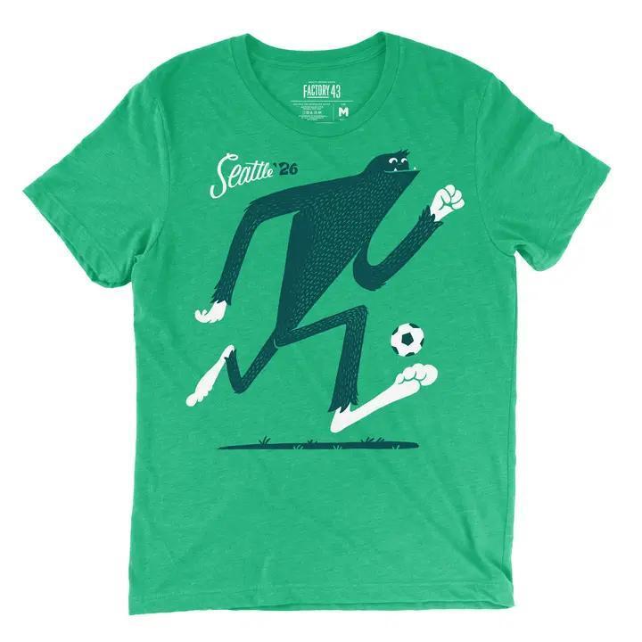 Adult Crew Neck - Big Boot Soccer Green Tee (S - 2XL) by Factory 43