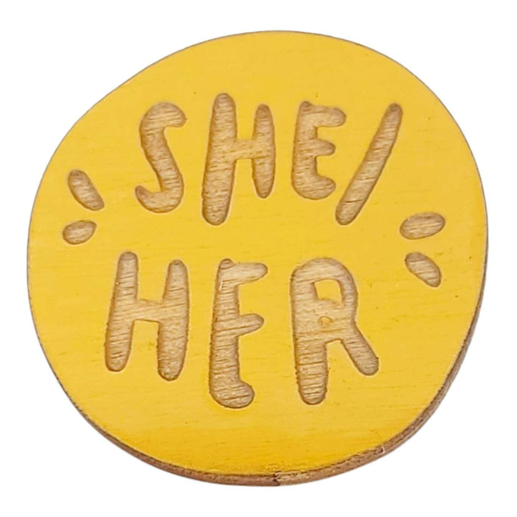 Pronoun Pins - She/Her (Assorted Colors) by SnowMade